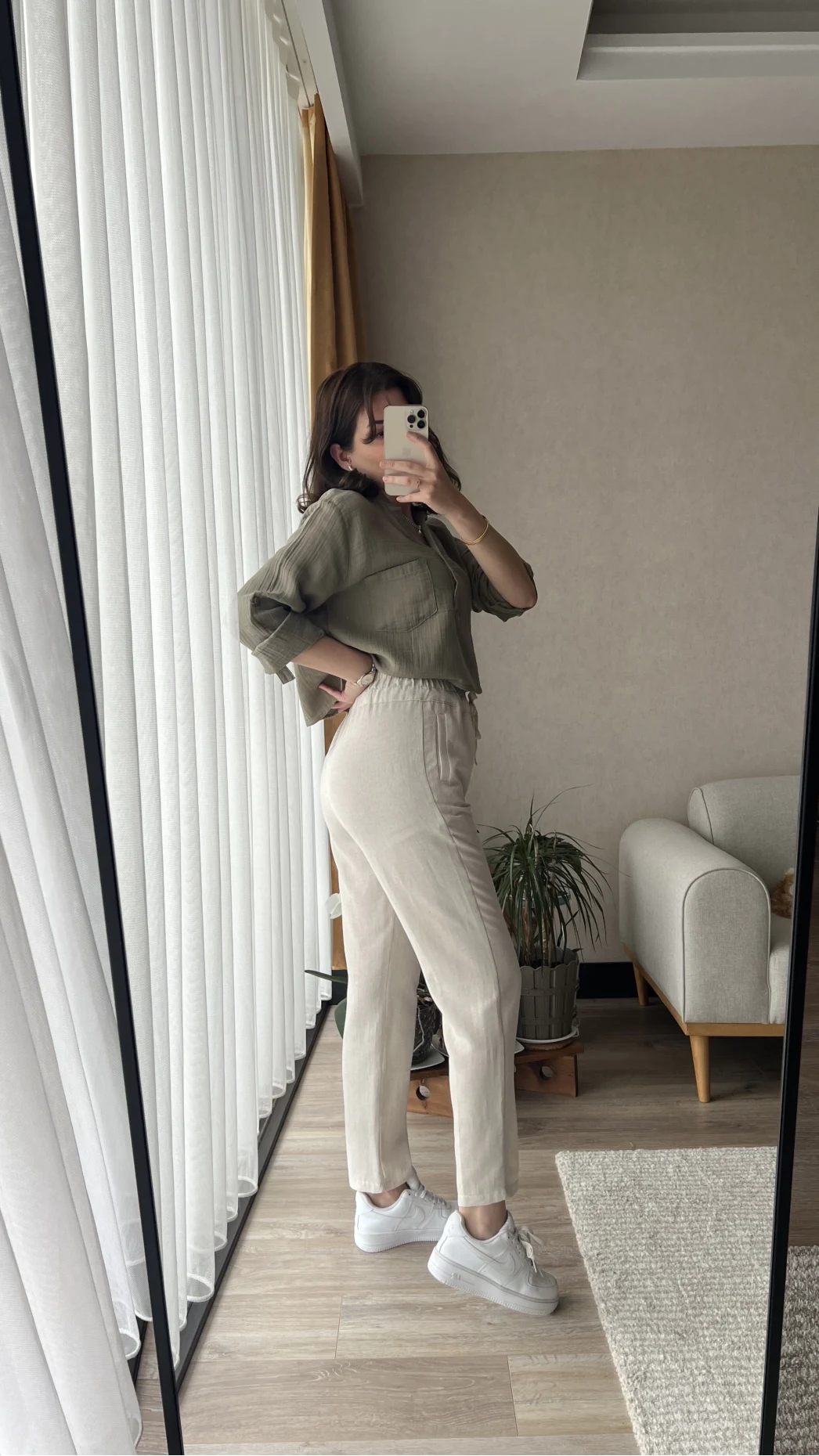 Holly Krem Keten Pantolon