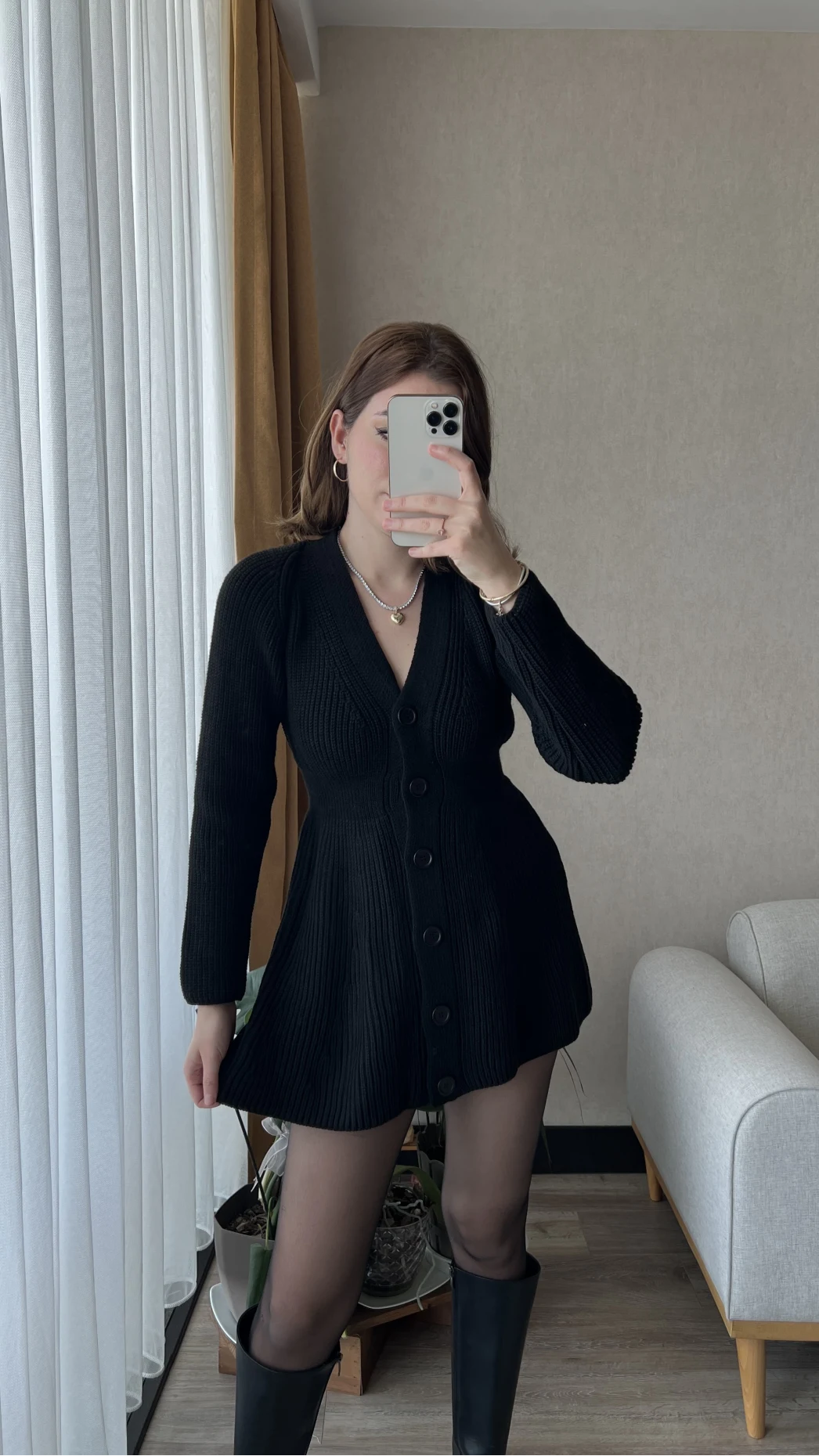 Hot Mini Siyah Triko Elbise
