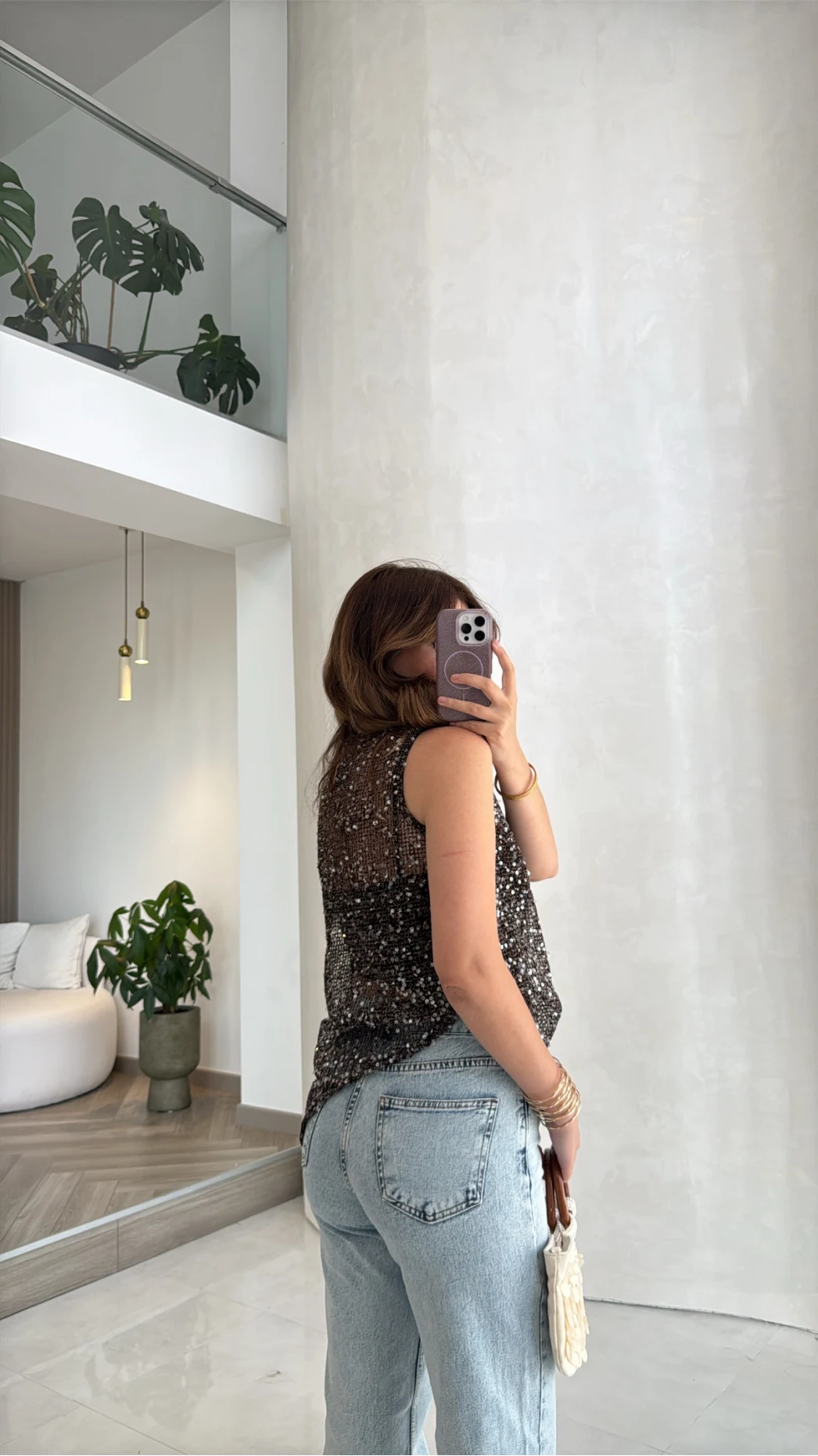İçi Askılı Body Pullu Bluz - Kahve Siyah Tonları - Kod: 1115