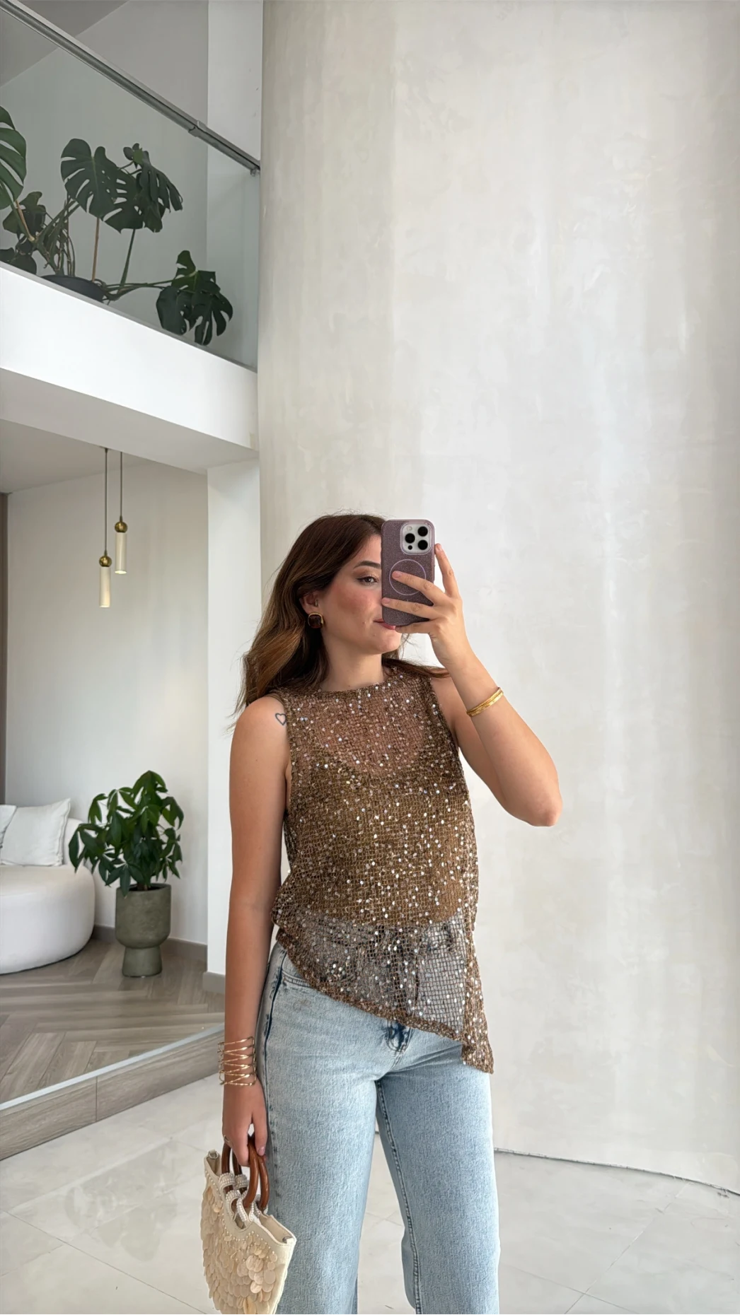 İçi Askılı Body Pullu Bluz - Vizon - Kod: 1115