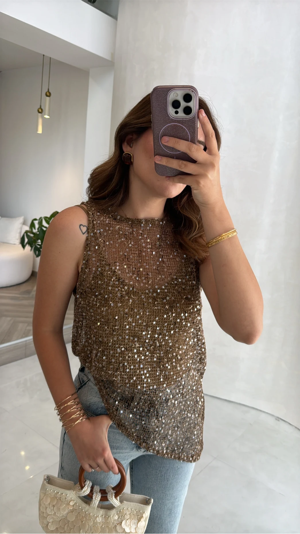 İçi Askılı Body Pullu Bluz - Vizon - Kod: 1115