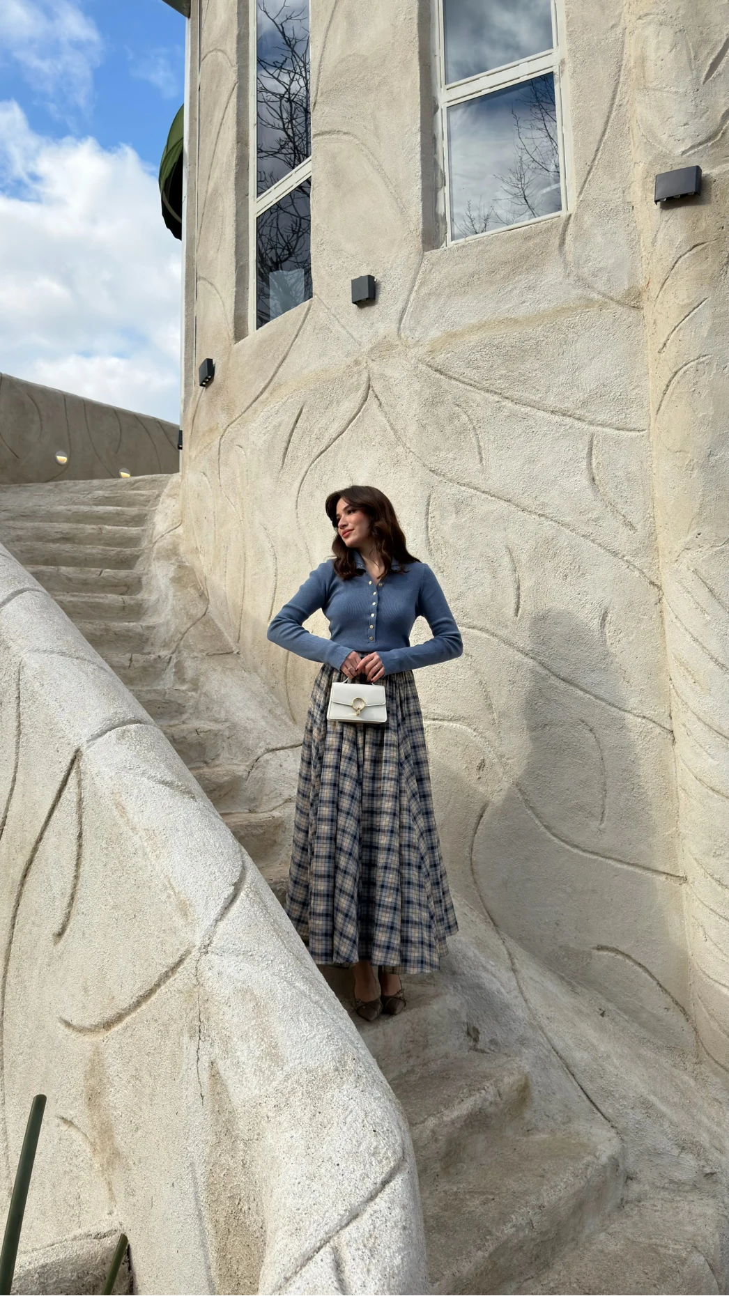 Ireila Ekose Desenli Kloş Etek - Taş - Kod: 263001