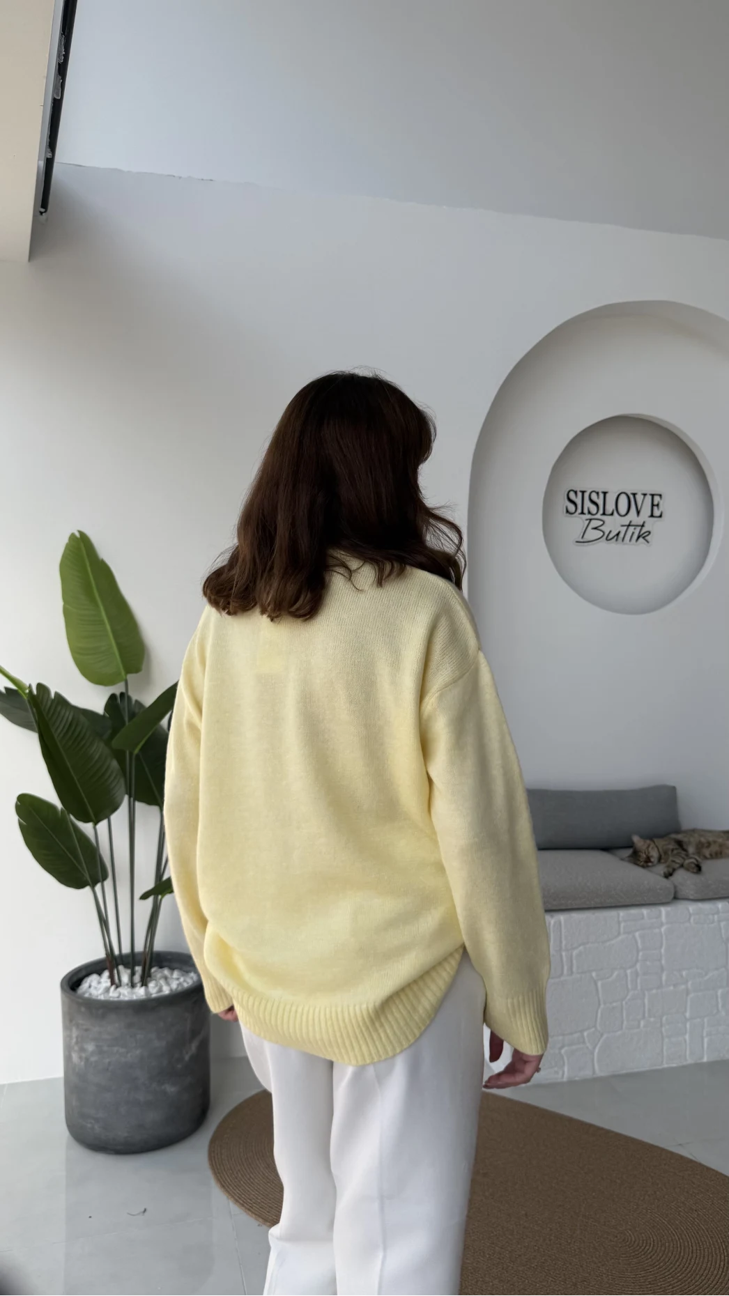 İsabella V Yaka Kazak - Sarı