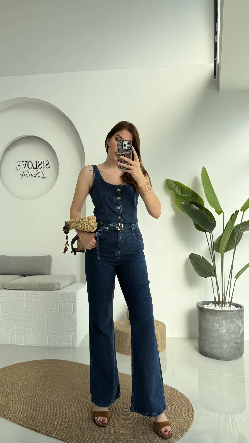 İspanyol Kemerli Denim Tulum