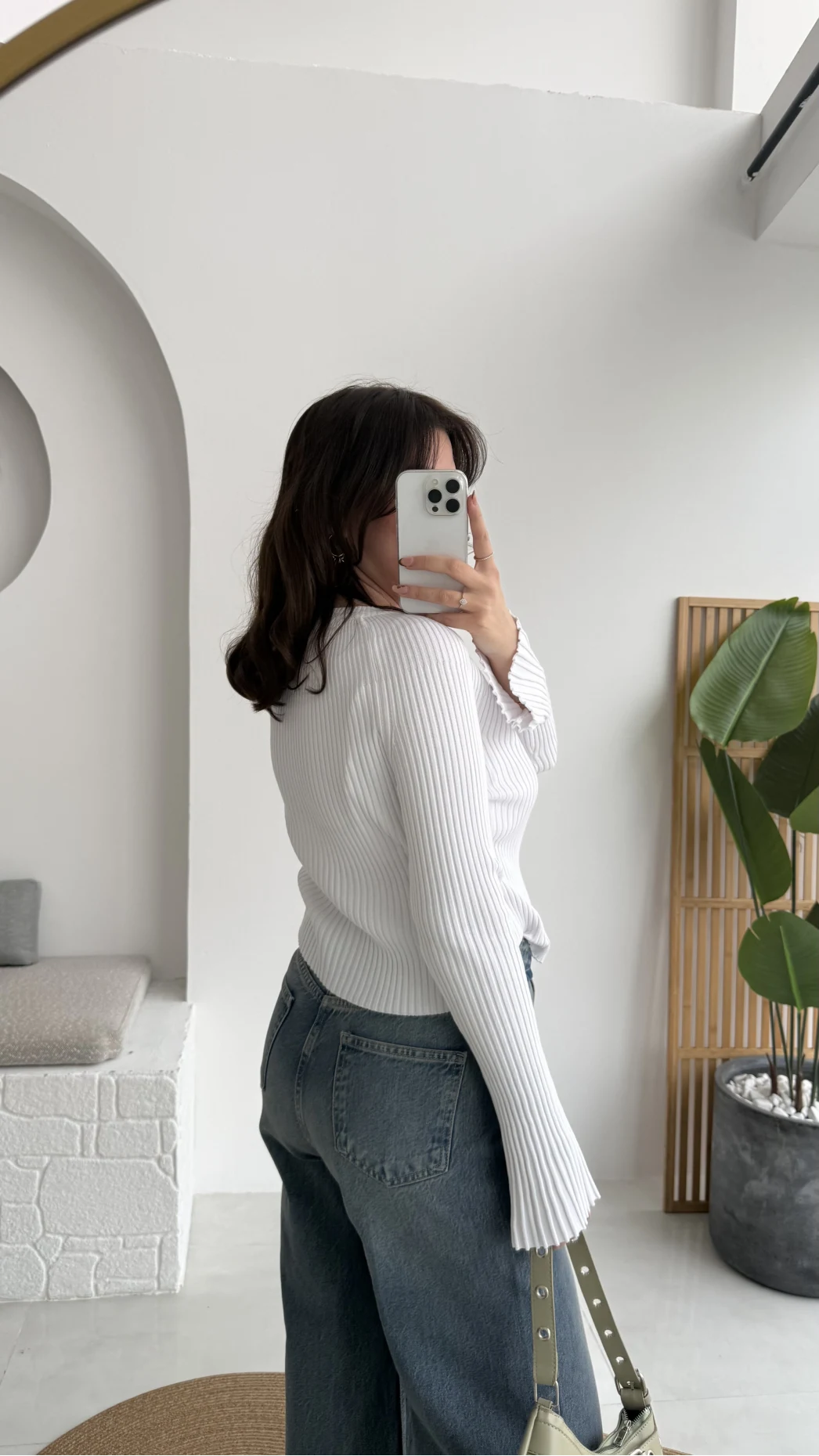 İspanyol Kol Detay Triko Hırka - Ekru - Kod: 4964