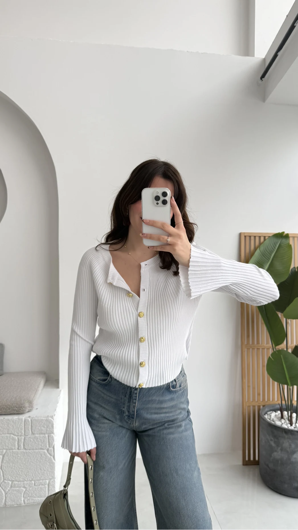 İspanyol Kol Detay Triko Hırka - Ekru - Kod: 4964