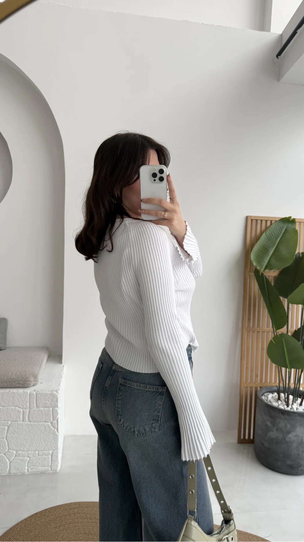 İspanyol Kol Detay Triko Hırka - Ekru - Kod: 4964