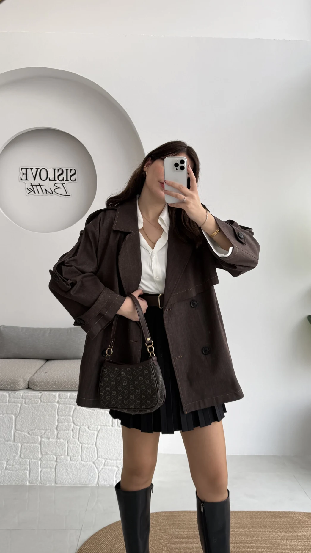 Ivanna Kuşaklı Kısa Kot Trenç - Acı Kahve - Kod: 2077