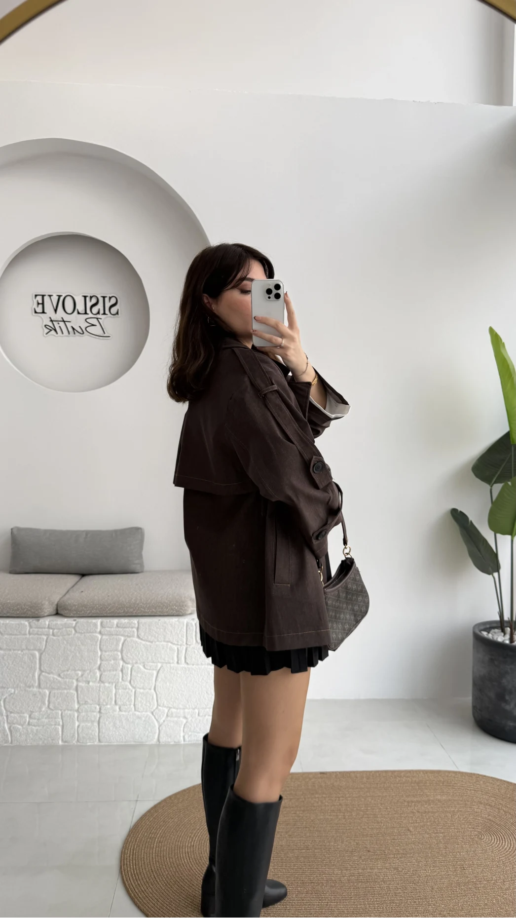 Ivanna Kuşaklı Kısa Kot Trenç - Acı Kahve - Kod: 2077