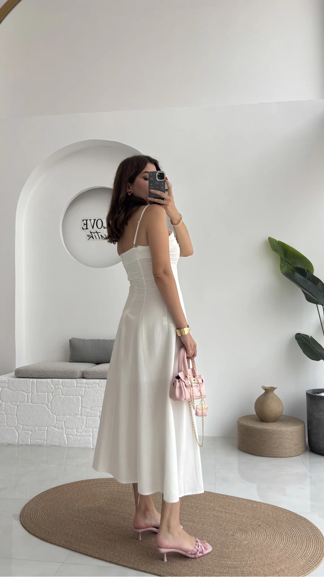 İvy Askılı Elbise - Beyaz - 2317