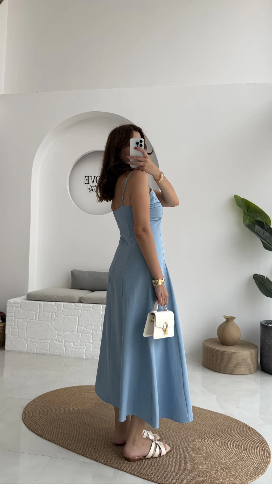 İvy Askılı Elbise - Mavi - 2317