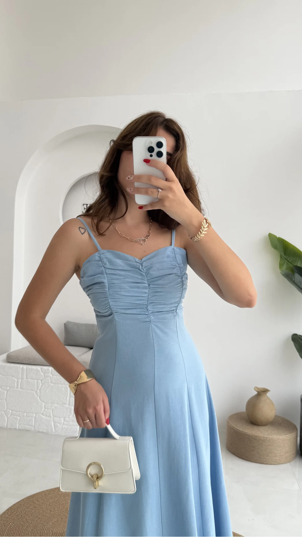 İvy Askılı Elbise - Mavi - 2317