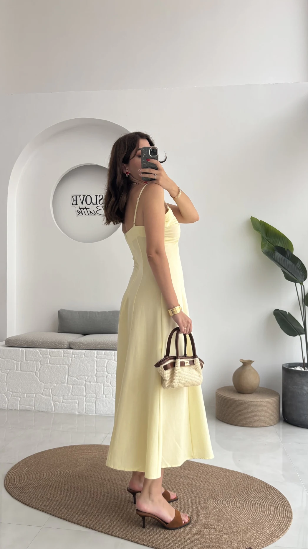 İvy Askılı Elbise - Sarı - 2317