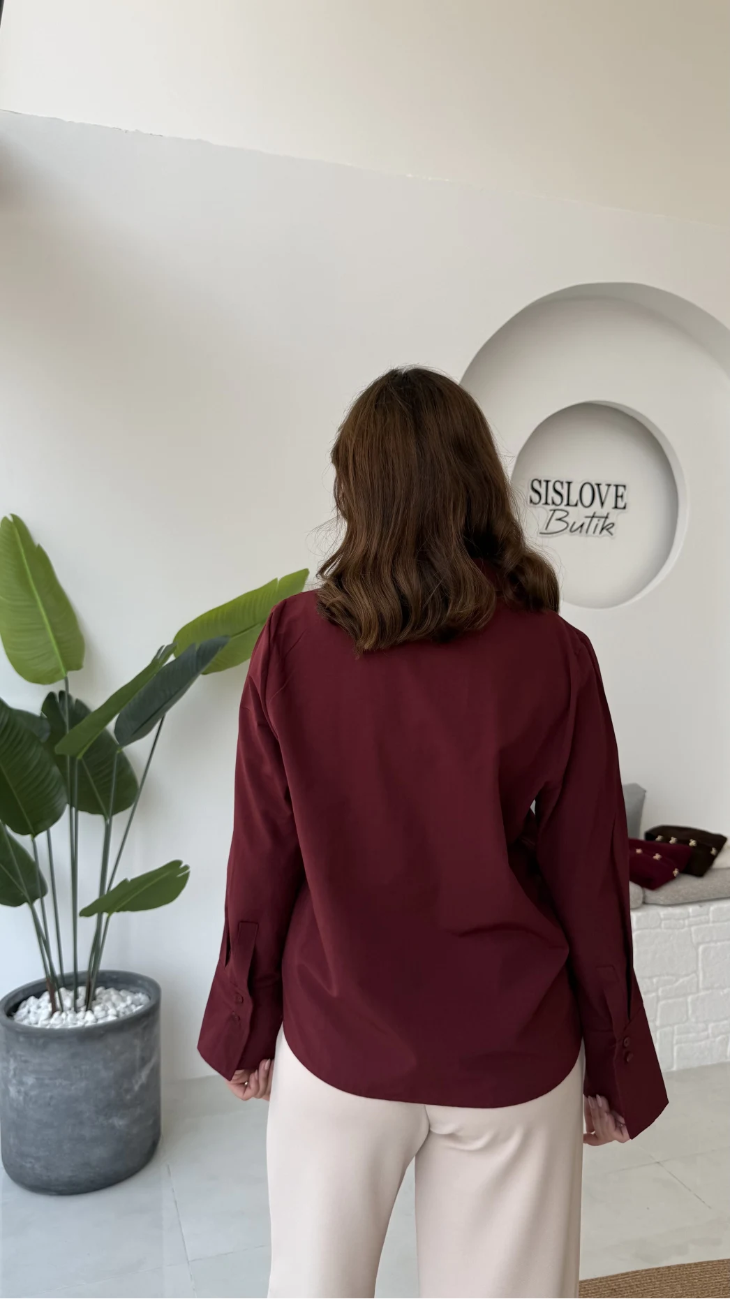 Jade Gömlek - Bordo - Kod: 2140