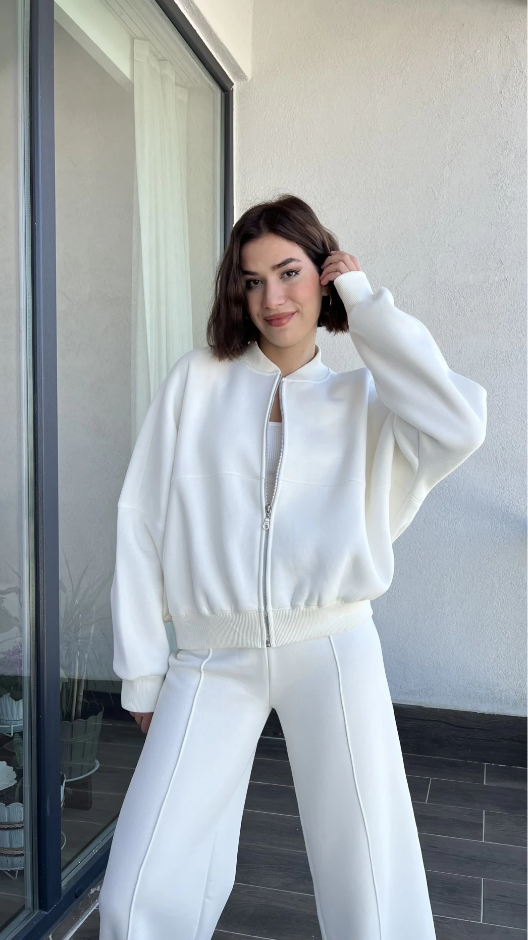 Jaxsa Beyaz 3 İplik Eşofman Takımı