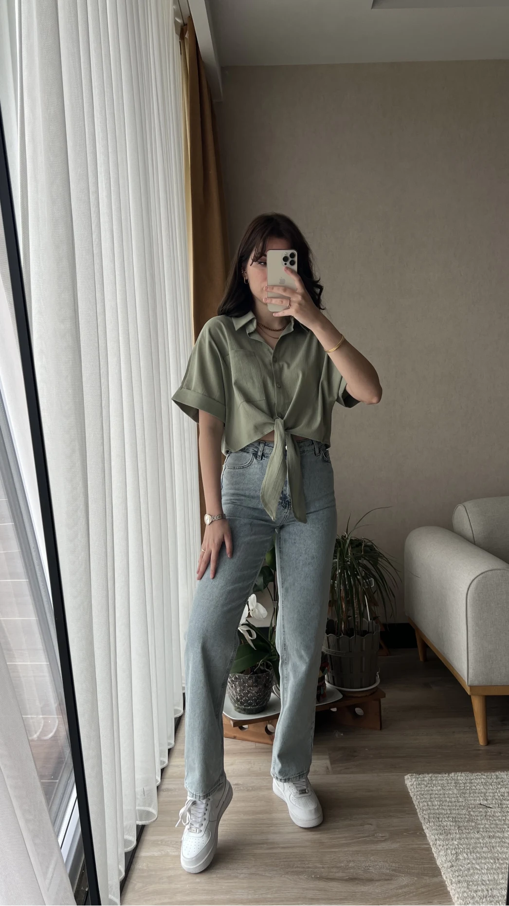 Jennefer Haki Bağlamalı Gömlek