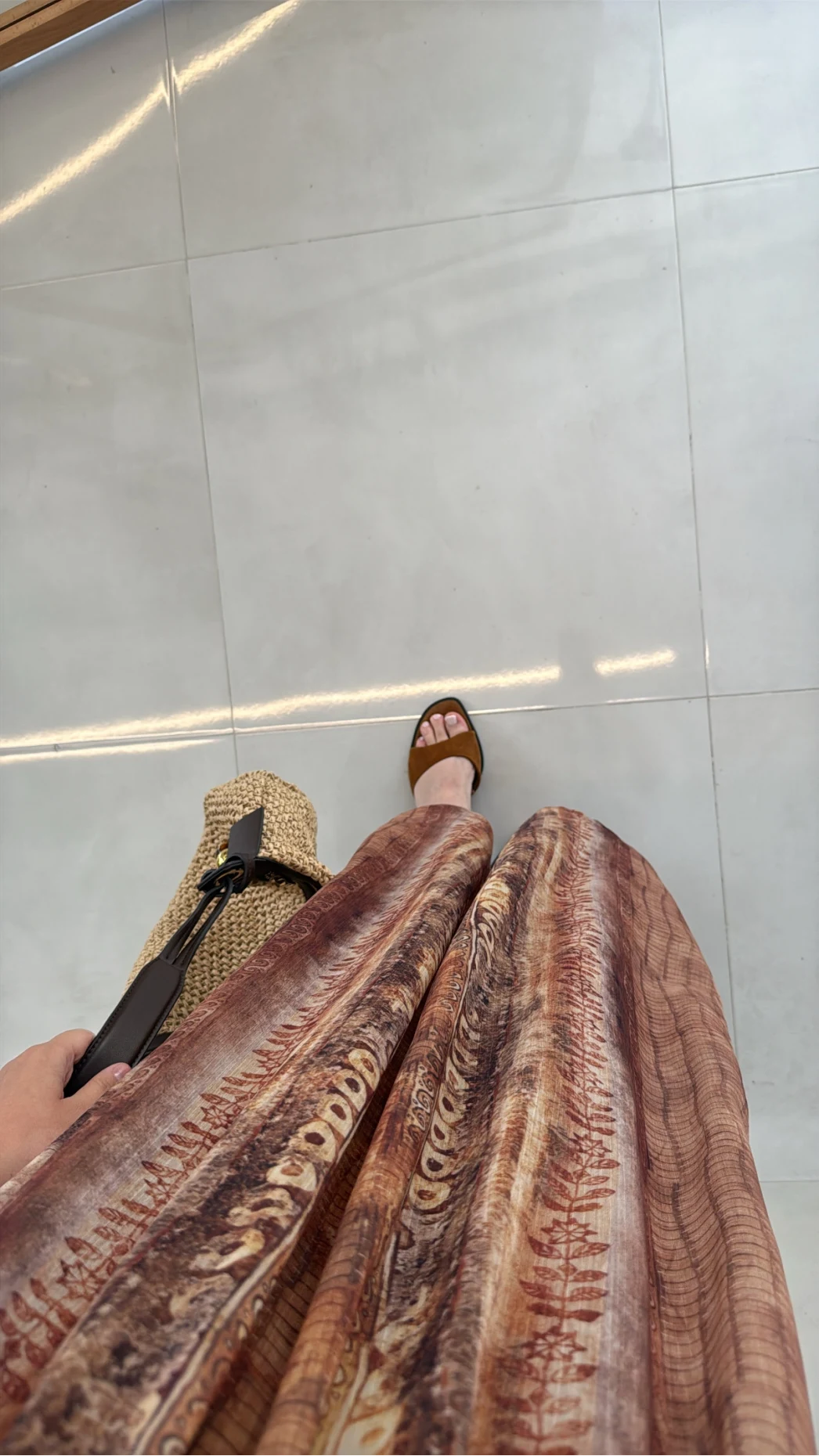 Jenny Askılı Desenli Elbise - Camel - Kod: 3466
