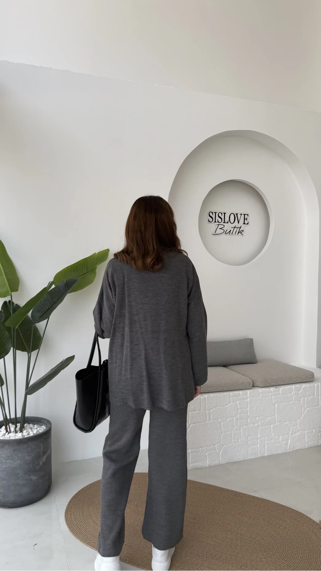 Jenny Bağlamalı Triko Takım - Antrasit - Kod: 7206