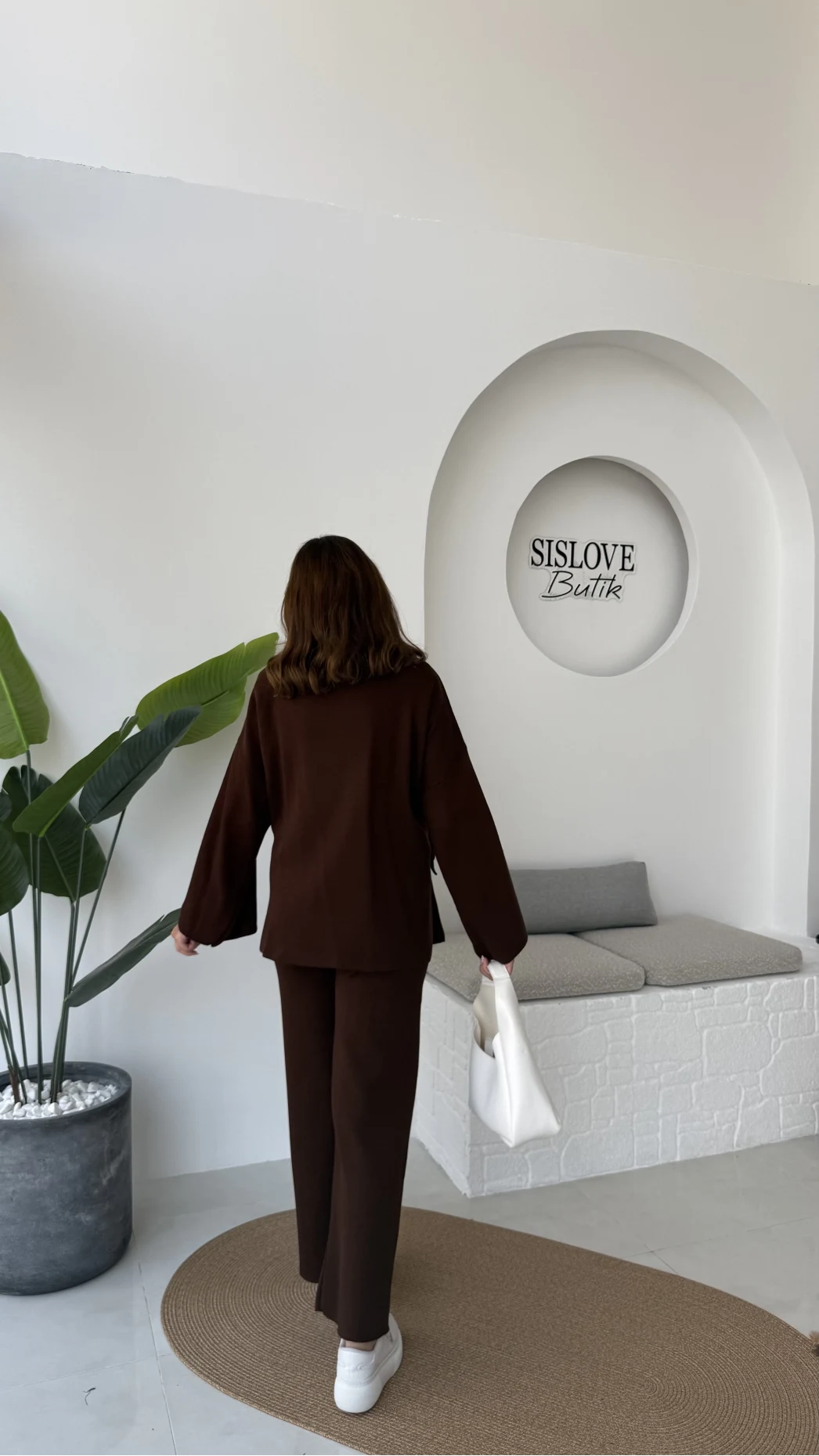 Jenny Bağlamalı Triko Takım - Kahve - Kod: 7206