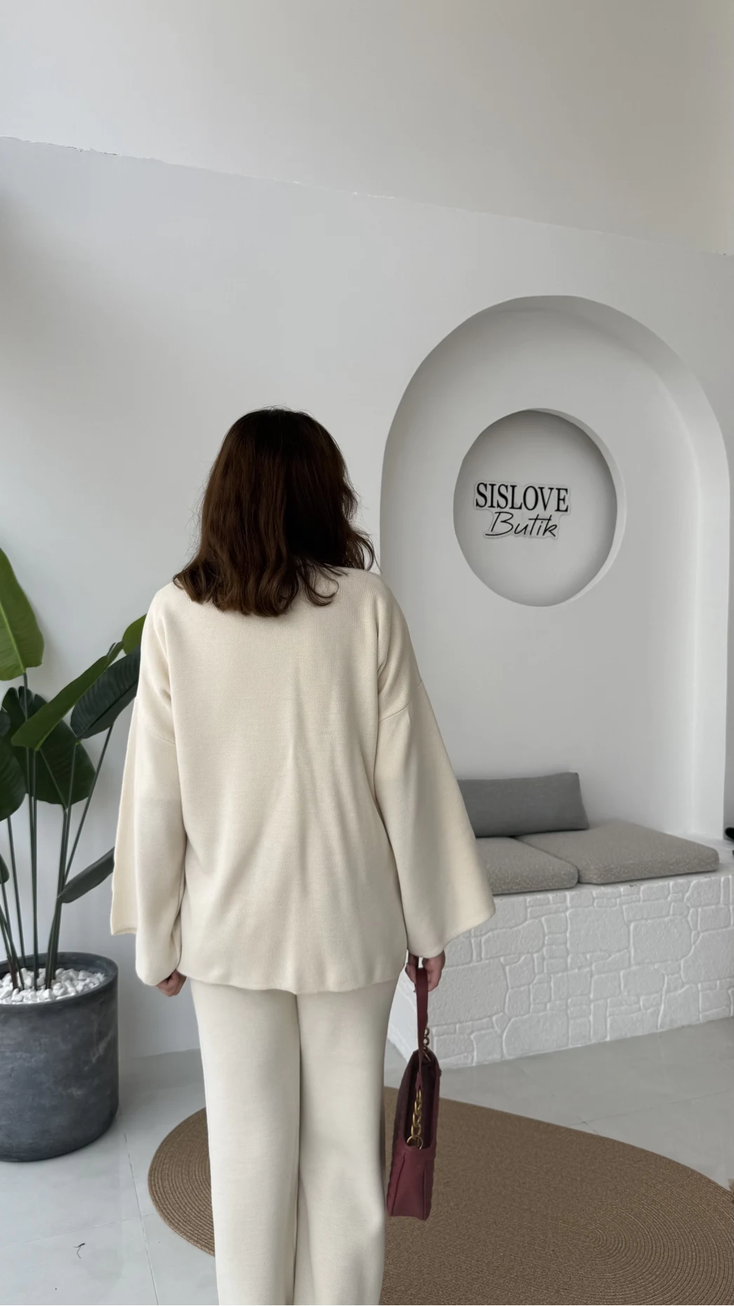 Jenny Bağlamalı Triko Takım - Krem - Kod: 7206