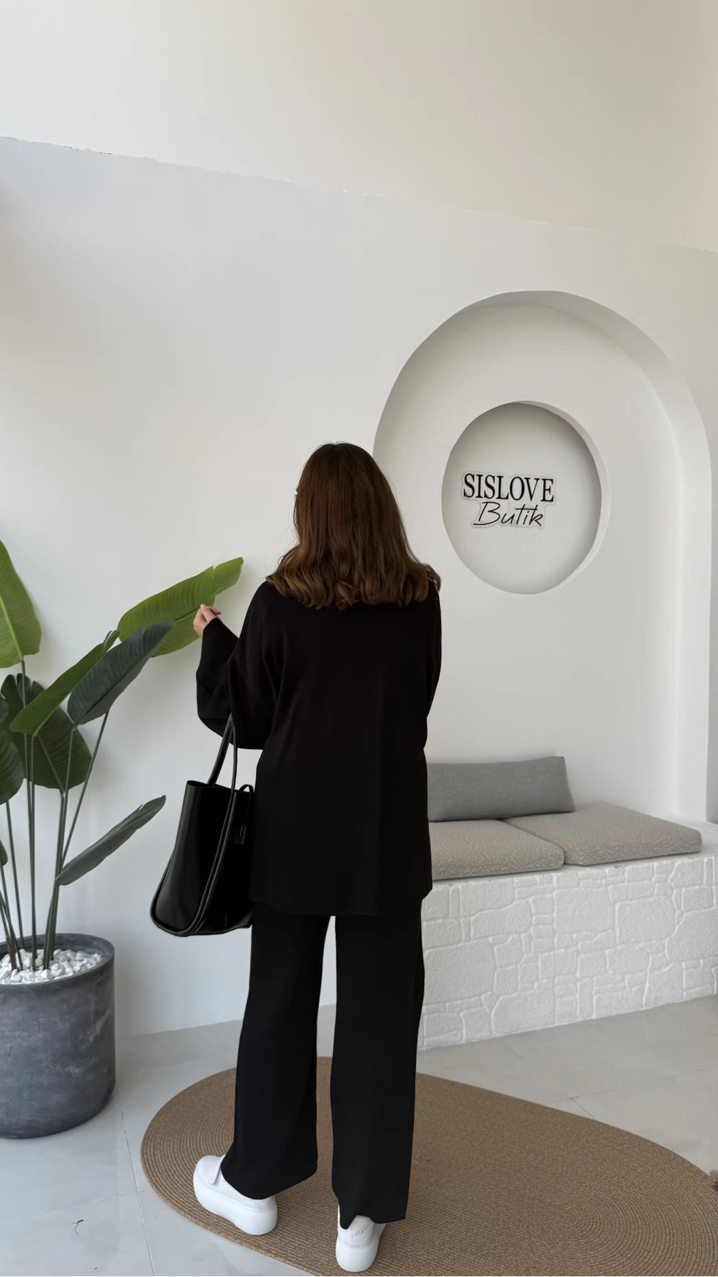 Jenny Bağlamalı Triko Takım - Siyah - Kod: 7206