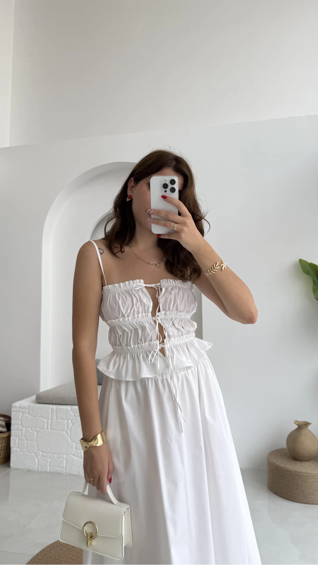 Jessica Gipe Detay Bluz Etek Takım - Beyaz - 2025159