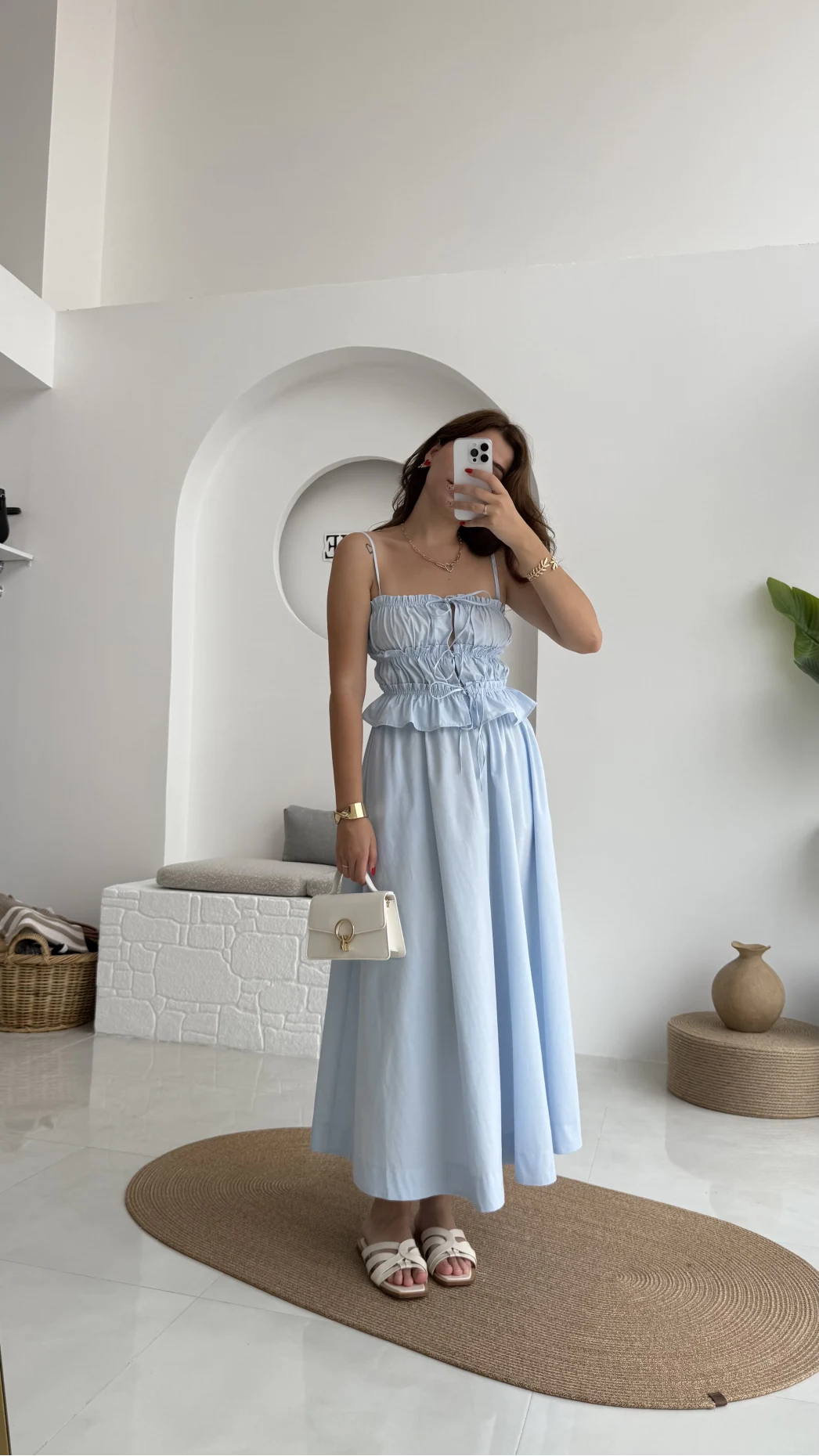 Jessica Gipe Detay Bluz Etek Takım - Mavi - 2025159