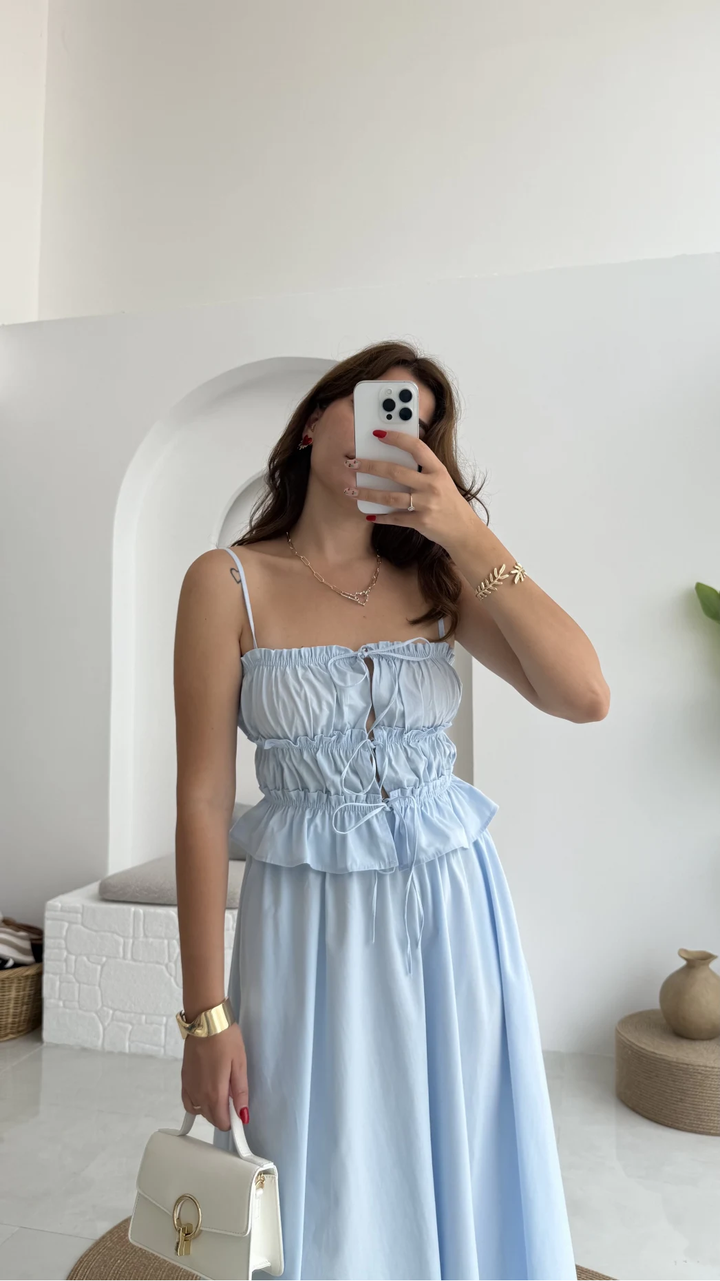 Jessica Gipe Detay Bluz Etek Takım - Mavi - 2025159