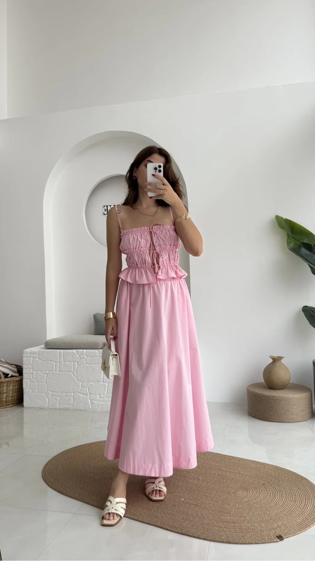Jessica Gipe Detay Bluz Etek Takım - Pembe - 2025159