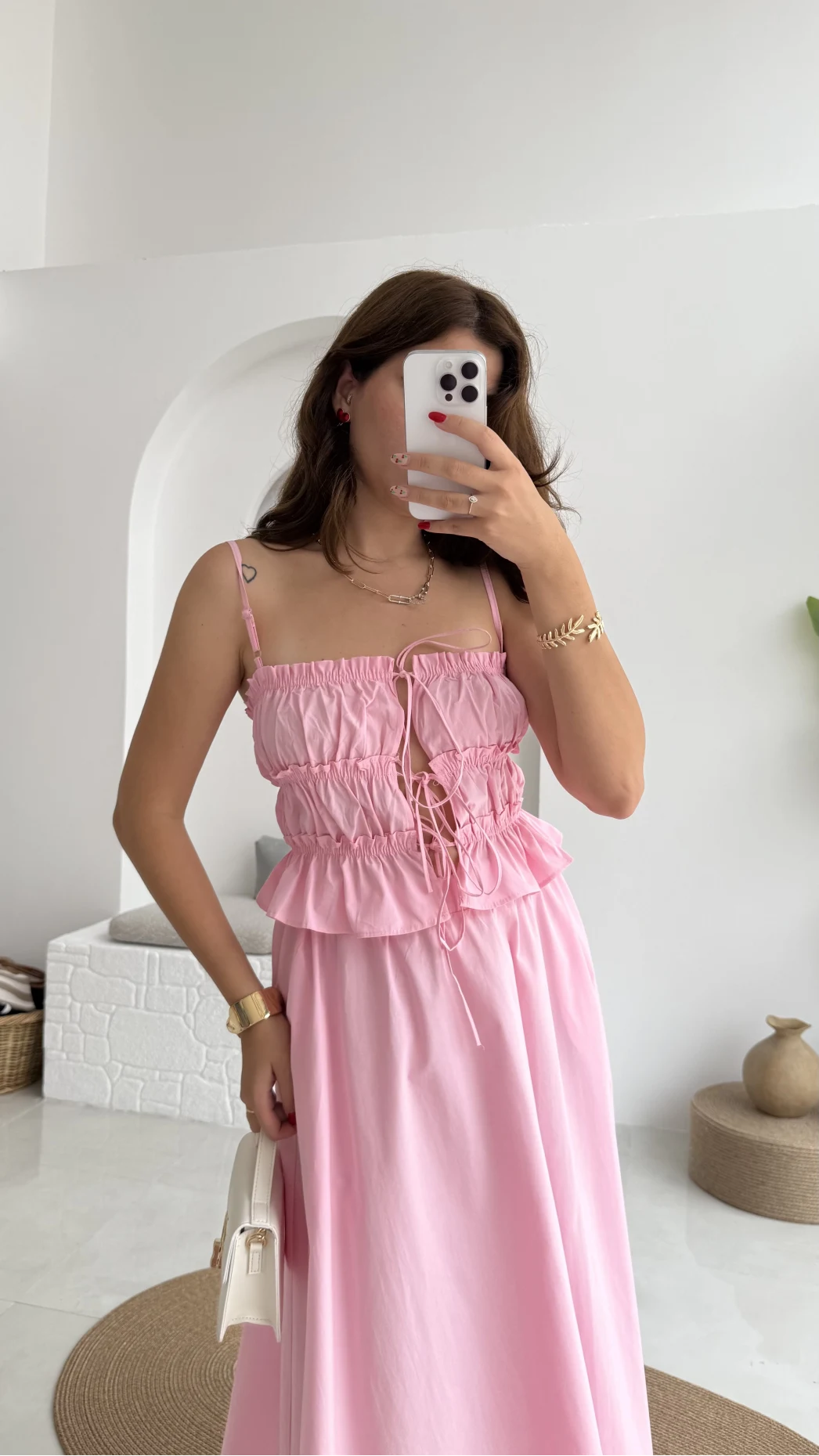 Jessica Gipe Detay Bluz Etek Takım - Pembe - 2025159