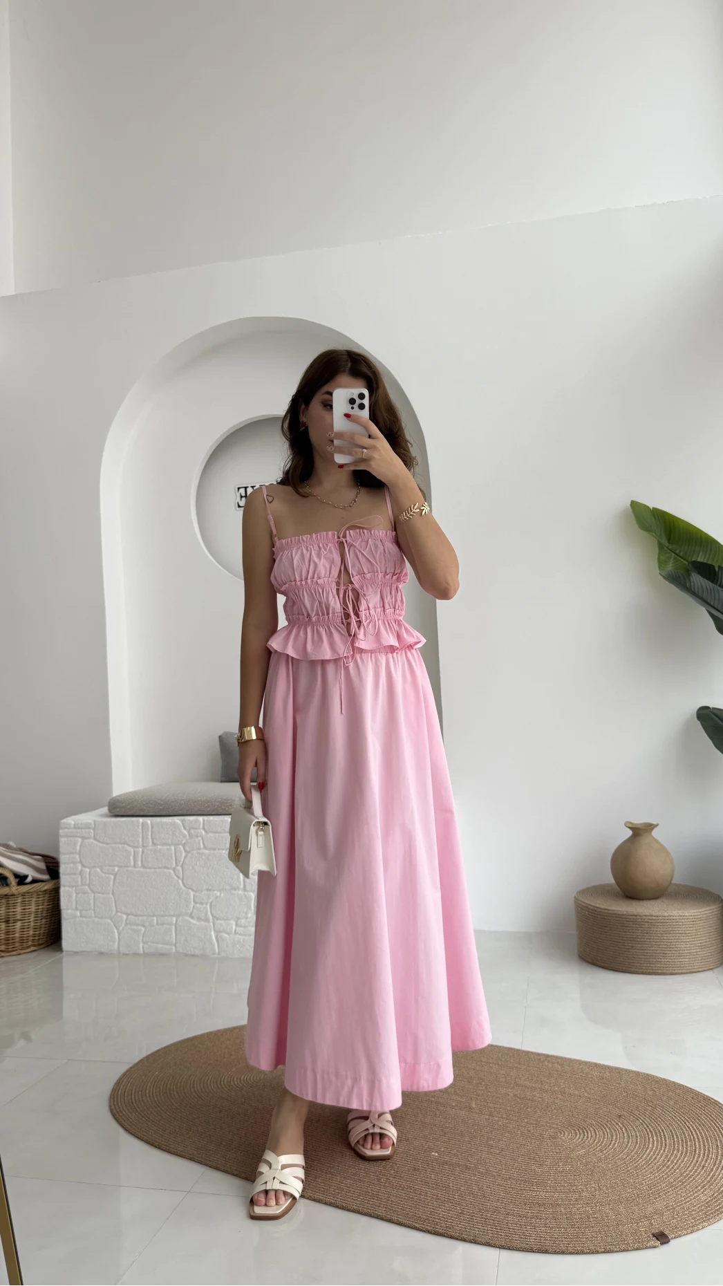 Jessica Gipe Detay Bluz Etek Takım - Pembe - 2025159