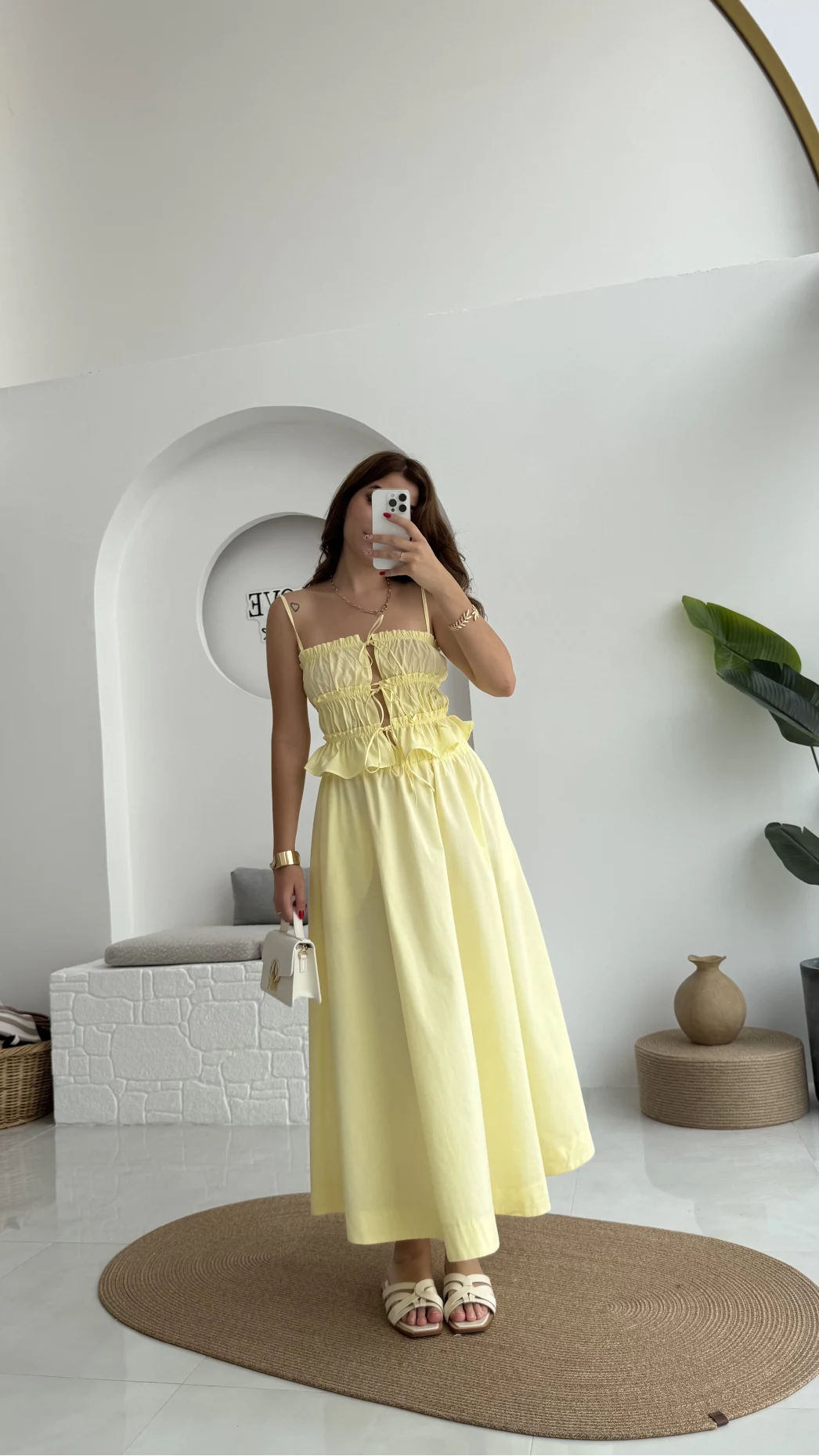 Jessica Gipe Detay Bluz Etek Takım - Sarı - 2025159