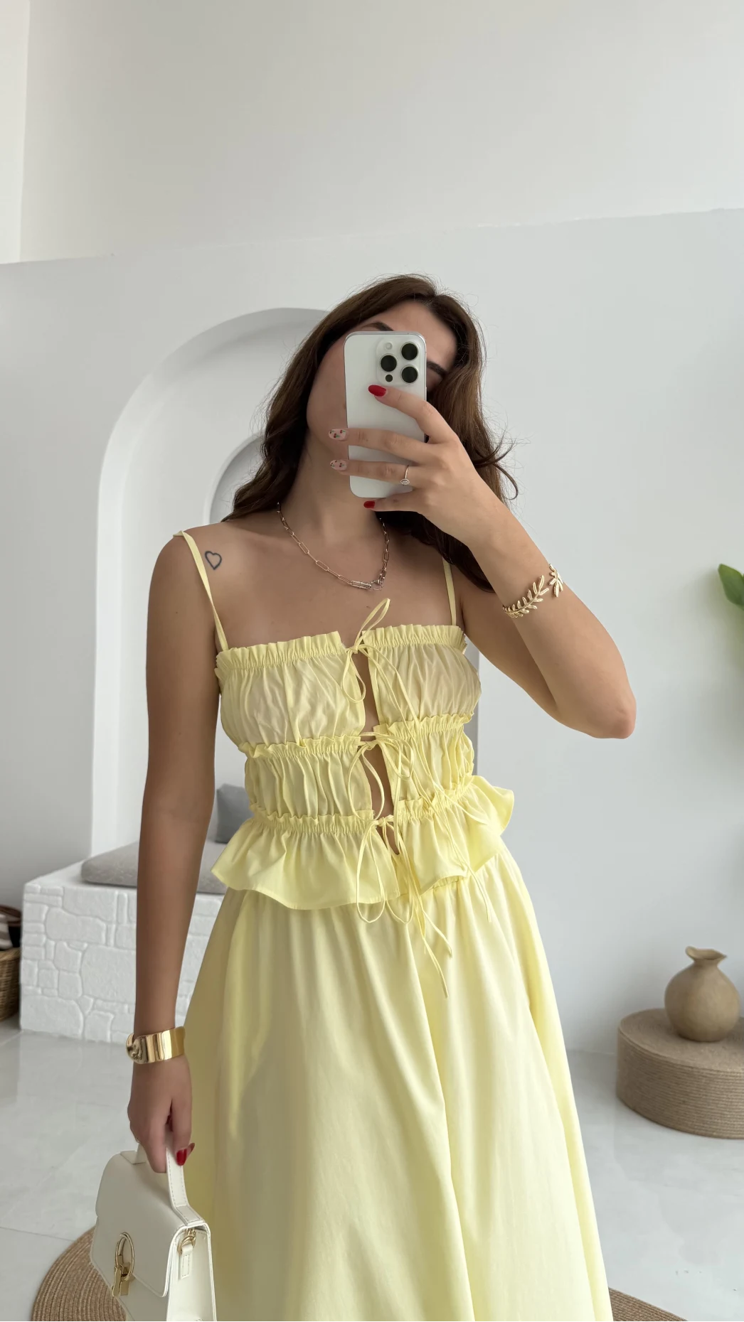 Jessica Gipe Detay Bluz Etek Takım - Sarı - 2025159