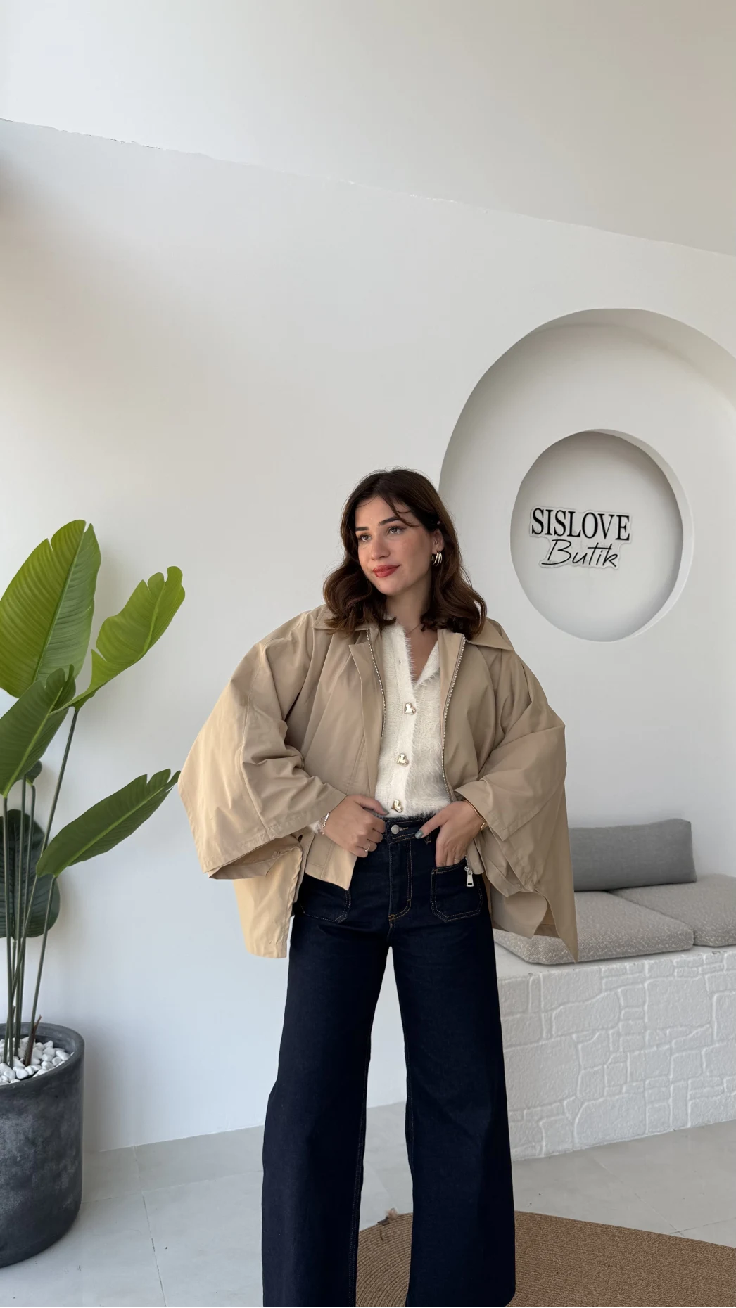 Josie Pelerin Trençkot - Bej - Kod: 7603