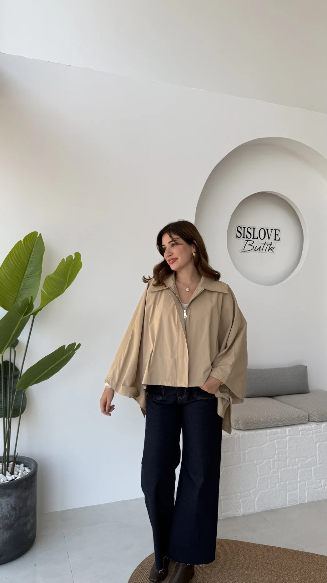 Josie Pelerin Trençkot - Bej - Kod: 7603