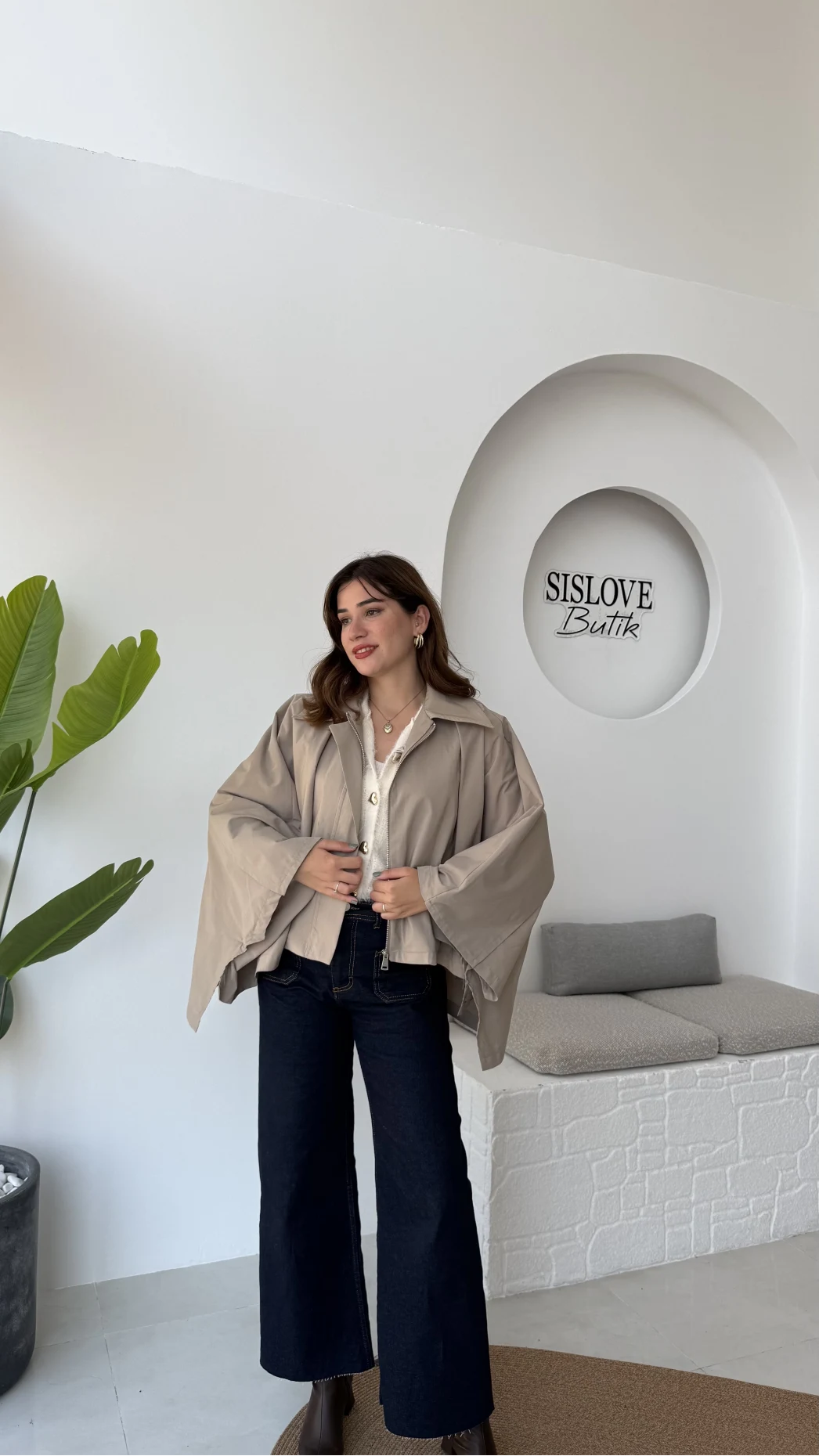 Josie Pelerin Trençkot - Haki Vizon Tonları - Kod: 7603