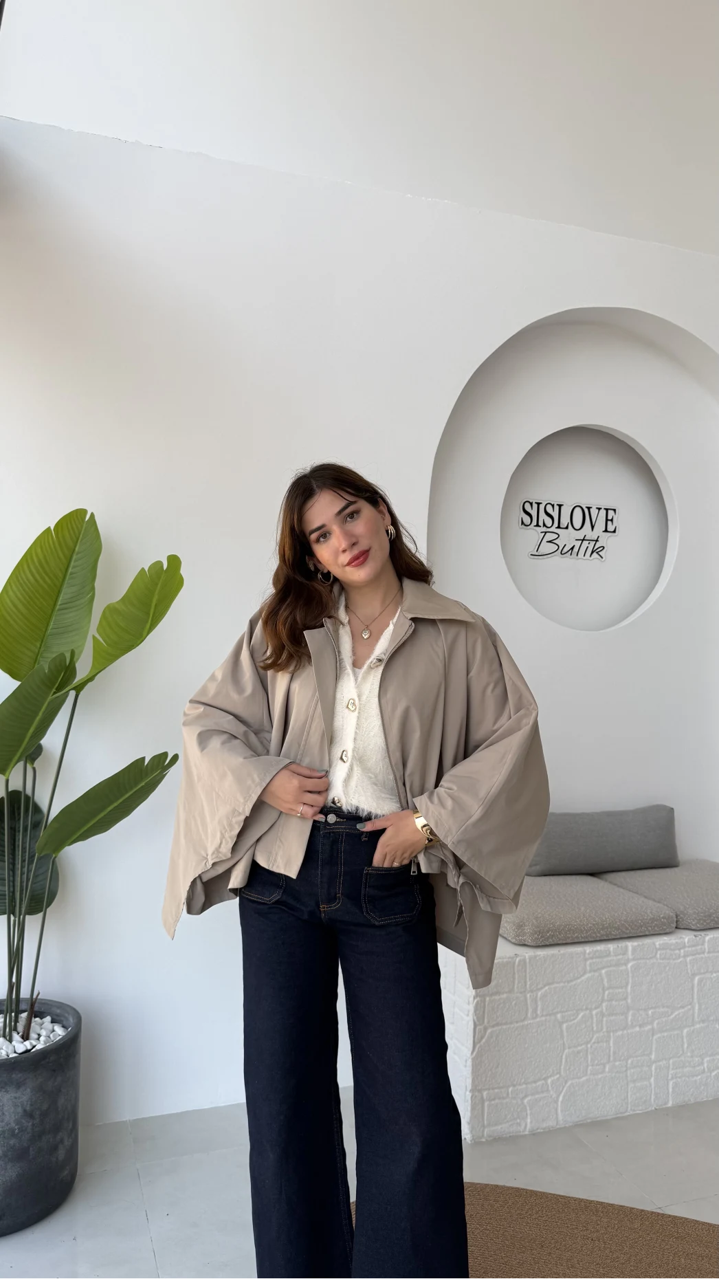 Josie Pelerin Trençkot - Haki Vizon Tonları - Kod: 7603