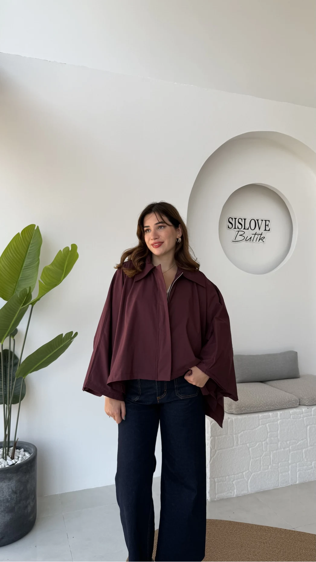 Josie Pelerin Trençkot - Mürdüm - Kod: 7603