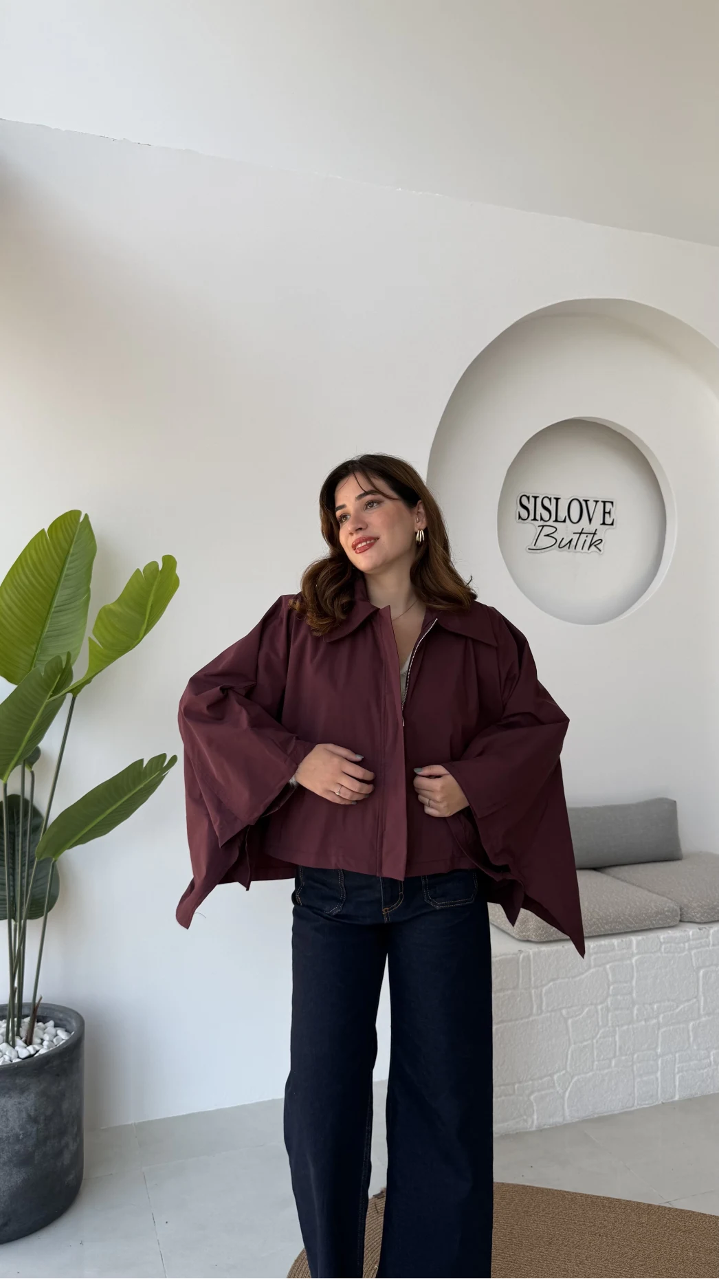 Josie Pelerin Trençkot - Mürdüm - Kod: 7603