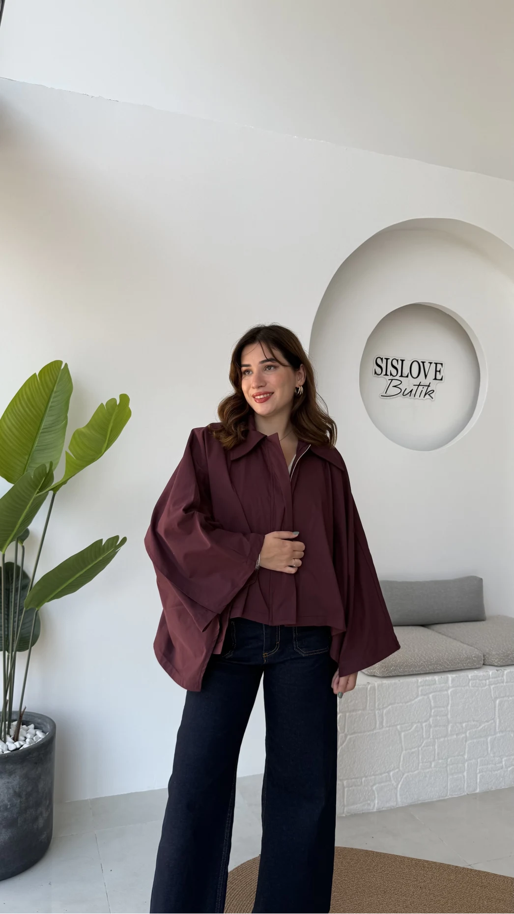 Josie Pelerin Trençkot - Mürdüm - Kod: 7603