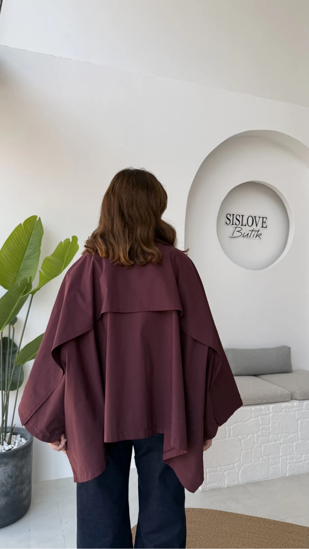 Josie Pelerin Trençkot - Mürdüm - Kod: 7603