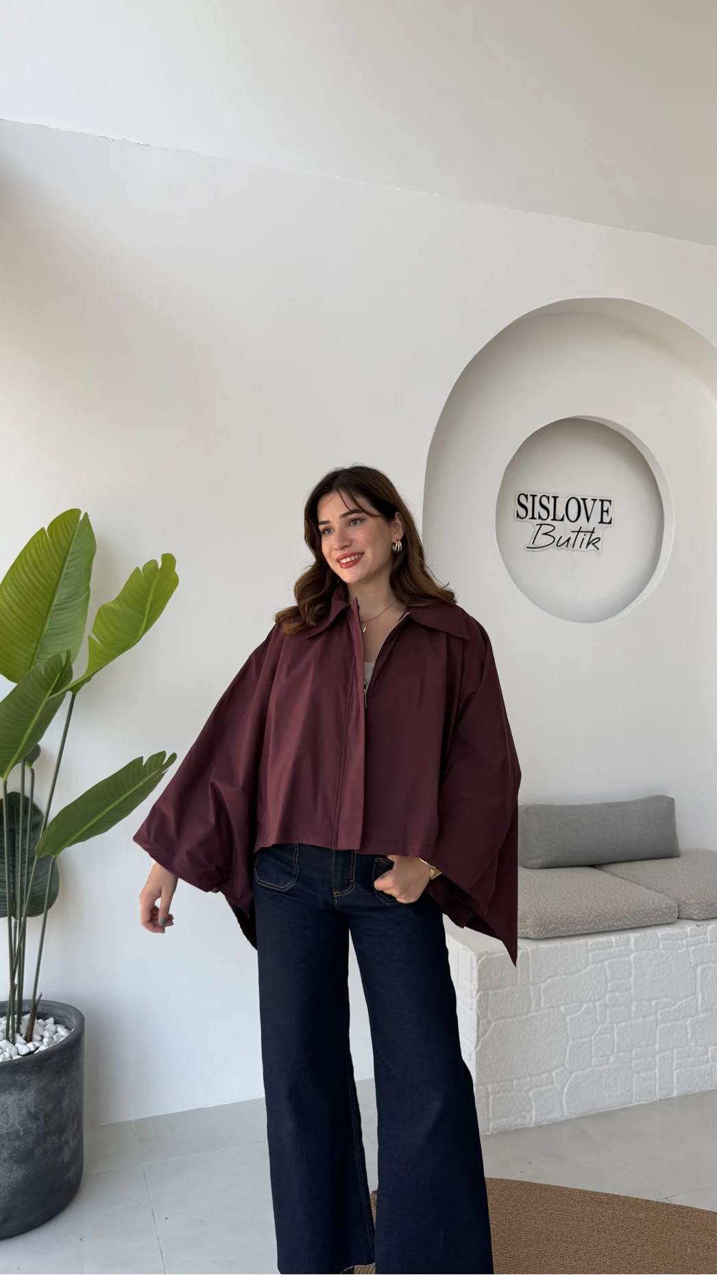 Josie Pelerin Trençkot - Mürdüm - Kod: 7603