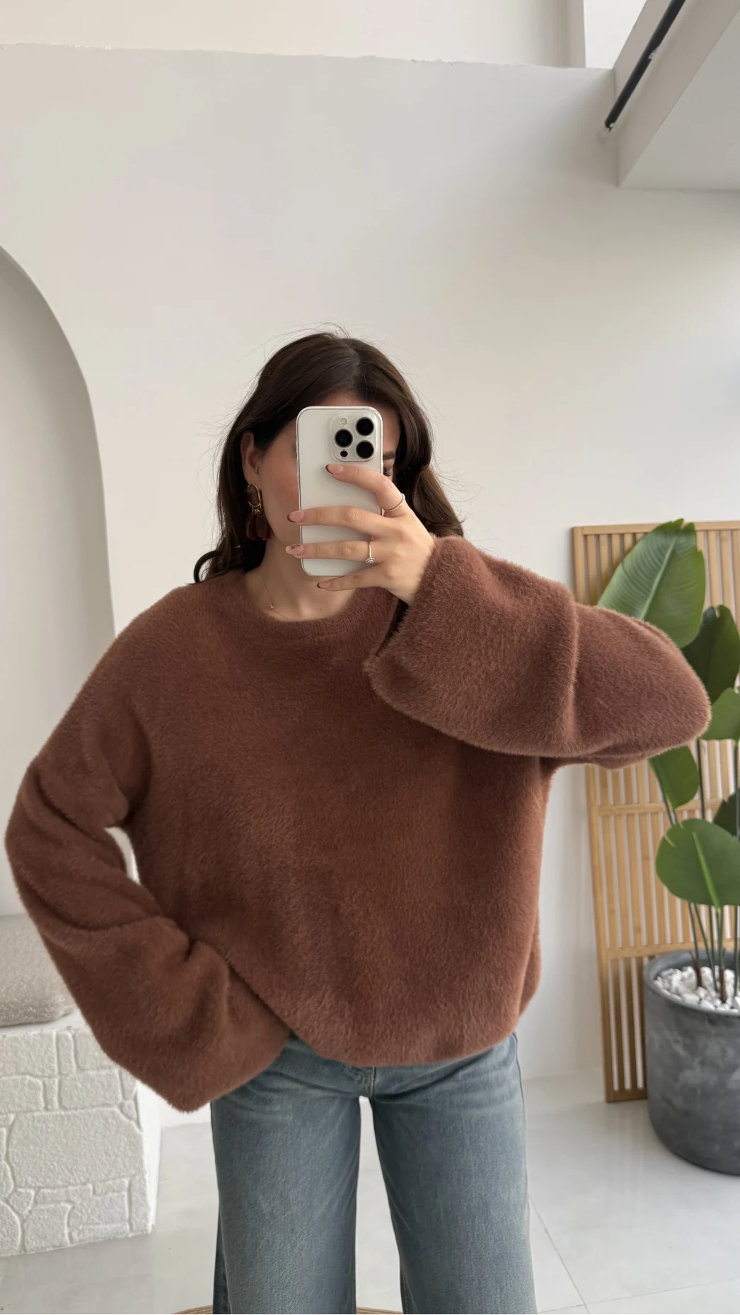 Julietta Bisiklet Yaka Yumoş Kazak - Kahverengi - Kod: 4752