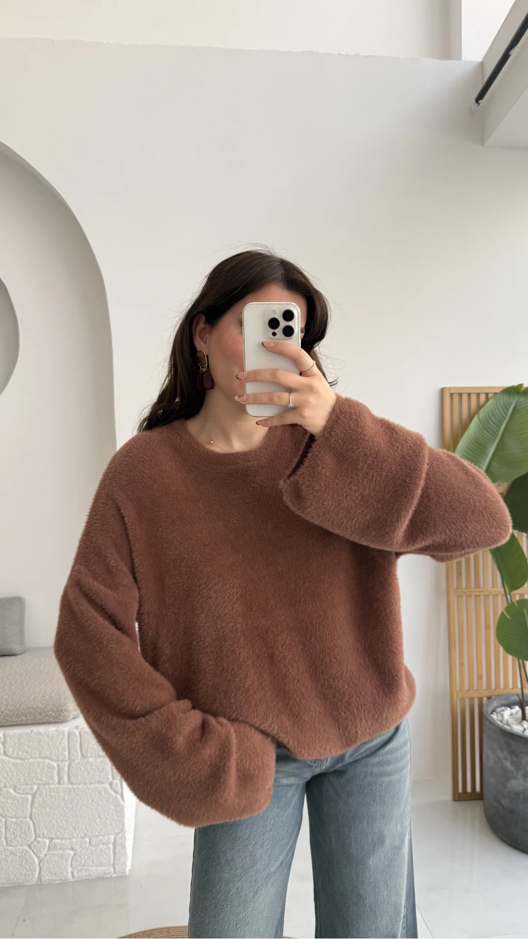 Julietta Bisiklet Yaka Yumoş Kazak - Kahverengi - Kod: 4752