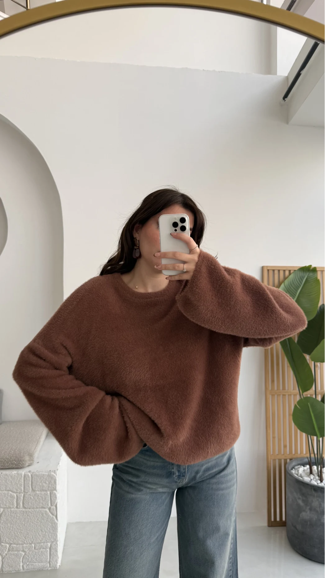 Julietta Bisiklet Yaka Yumoş Kazak - Kahverengi - Kod: 4752