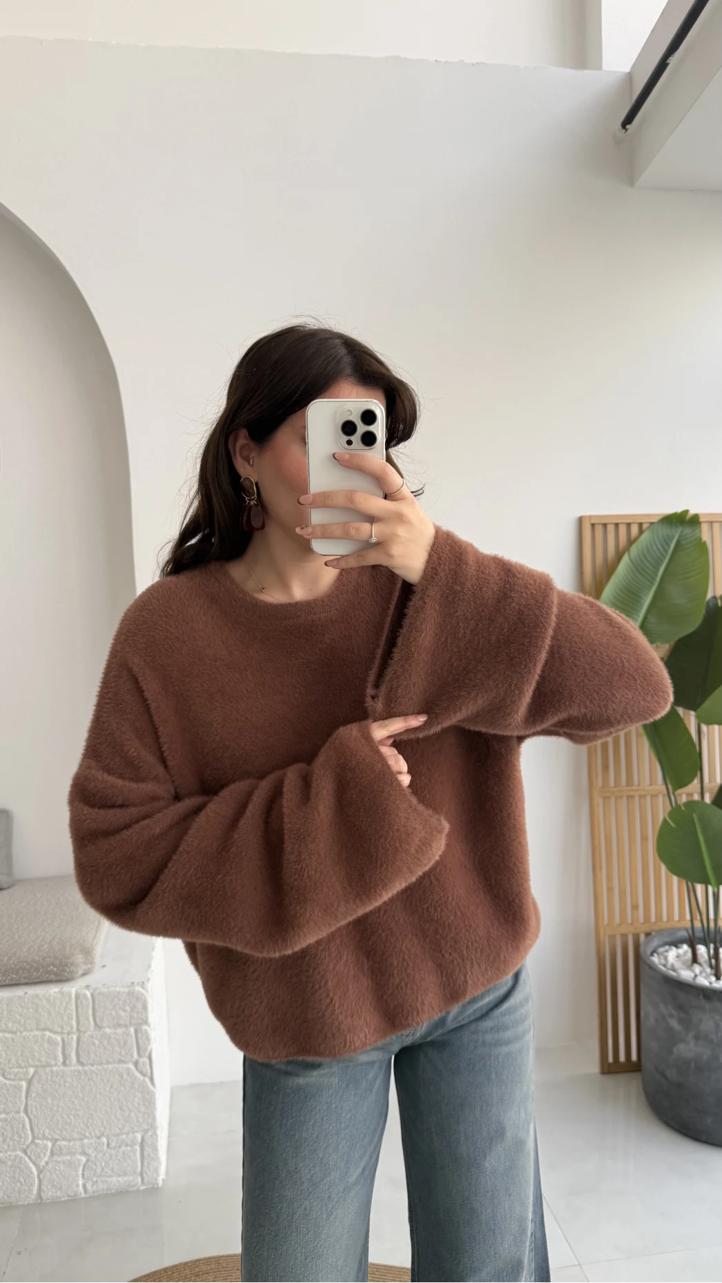 Julietta Bisiklet Yaka Yumoş Kazak - Kahverengi - Kod: 4752