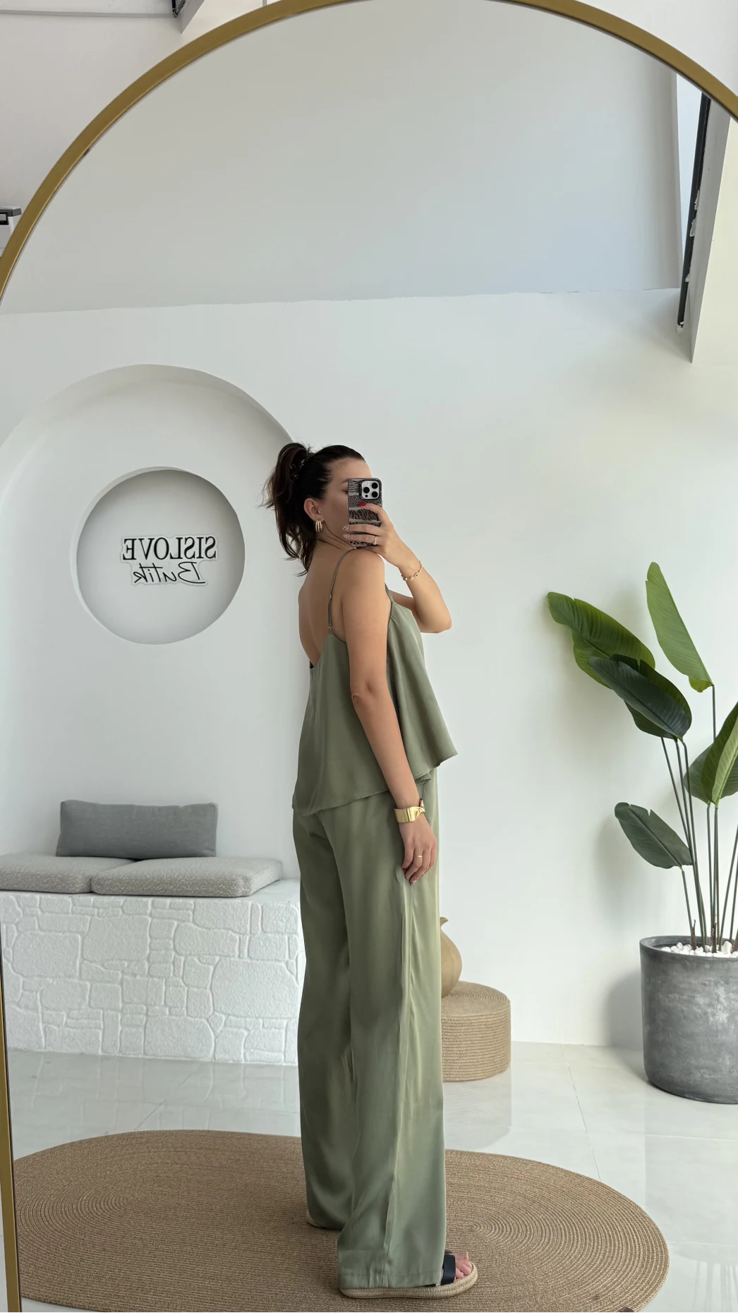 June Askılı Bluz Pantolon Takım - Haki - 51043