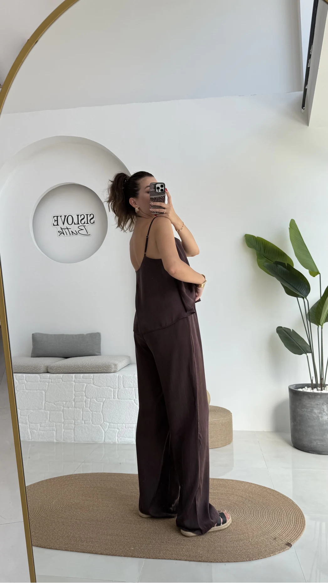 June Askılı Bluz Pantolon Takım - Mürdüm - 51043