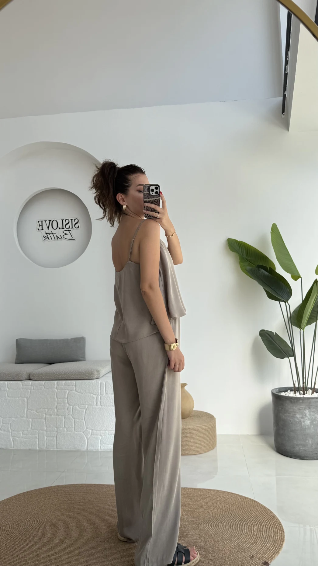 June Askılı Bluz Pantolon Takım - Vizon - 51043