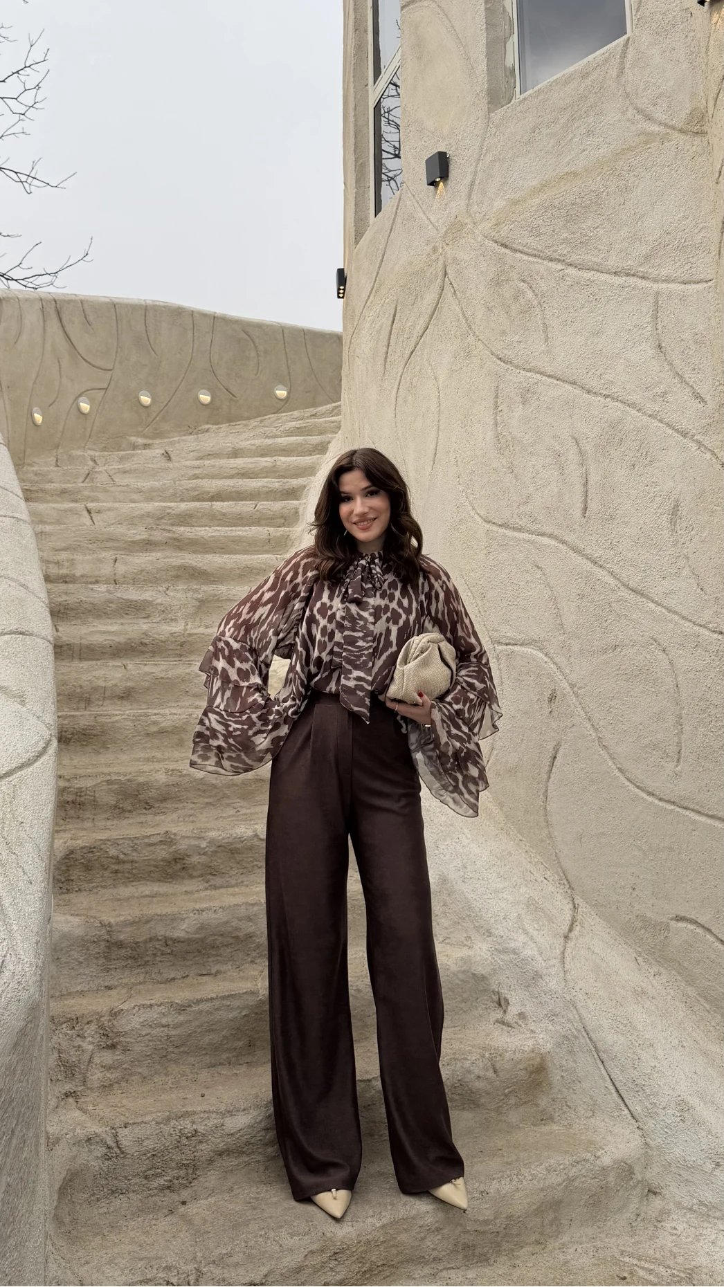 Kadife Cırt Detay Pantolon - Kahverengi - Kod: 3997